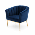 Fauteuil en velours bleu avec pieds en métal doré