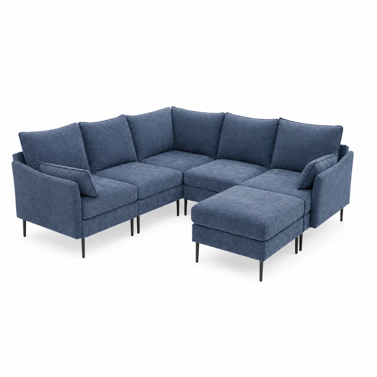 Canapé d'angle modulable en tissu bleu