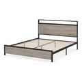 Lit double en métal et MDF 200x160 cm Noir/Chêne Gris