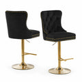 Tabourets de bar en velours avec structure en métal doré
