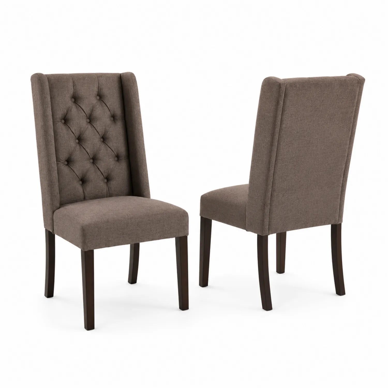 Lot de 2 chaises en tissu avec pieds en bois
