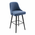 Tabouret de bar en tissu Bleu avec pieds métalliques
