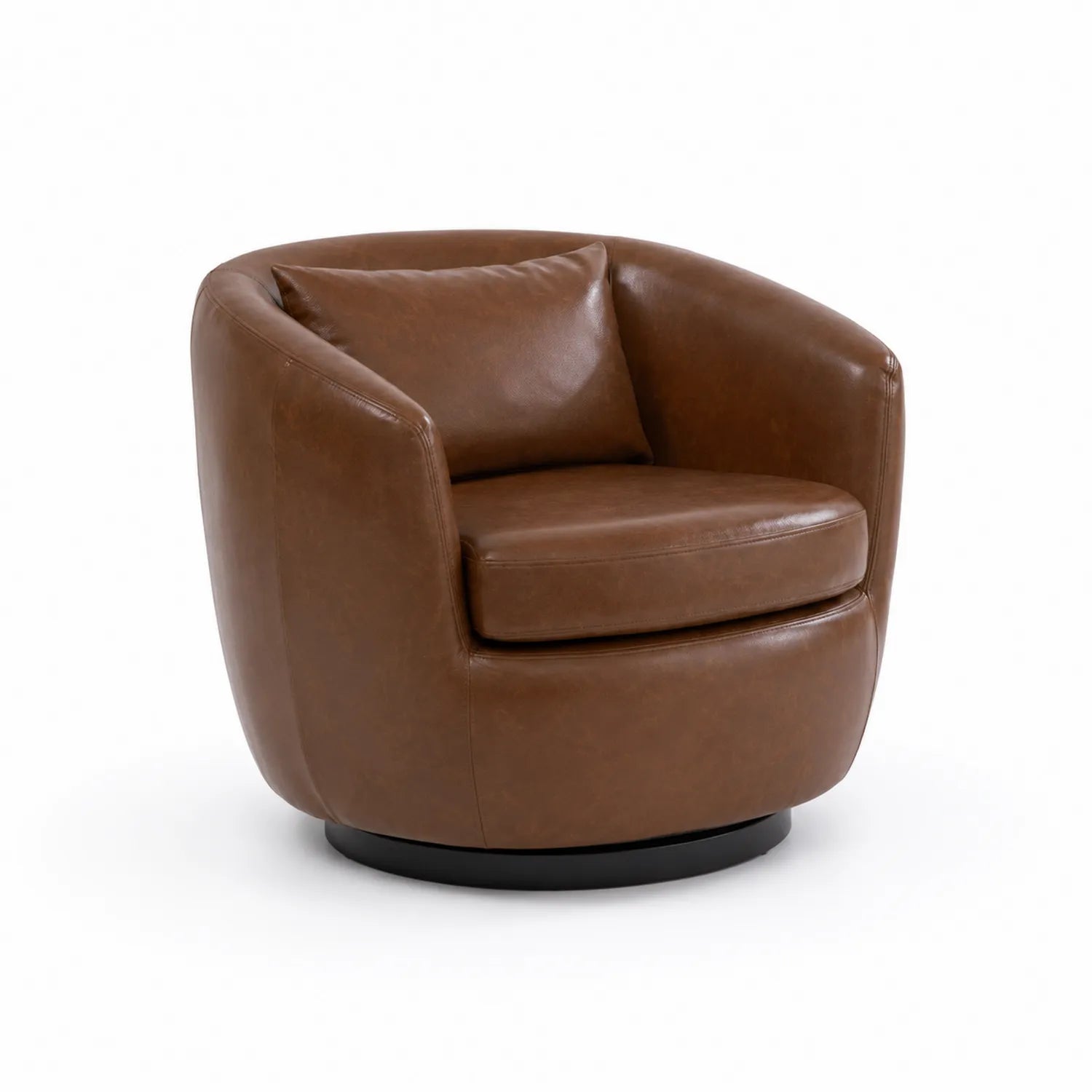 Fauteuil pivotant en cuir synthétique marron