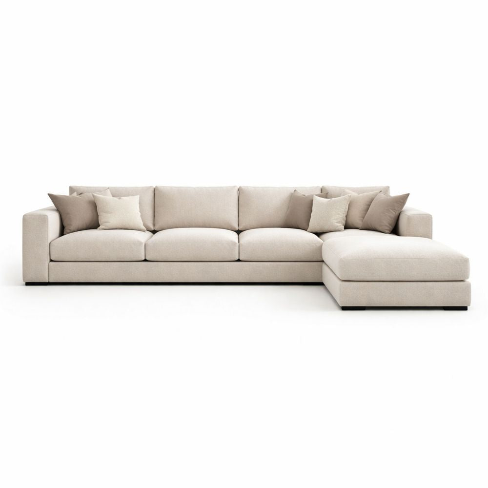 Fabric Sectional Sofa Beige L-Shaped 104 Inches