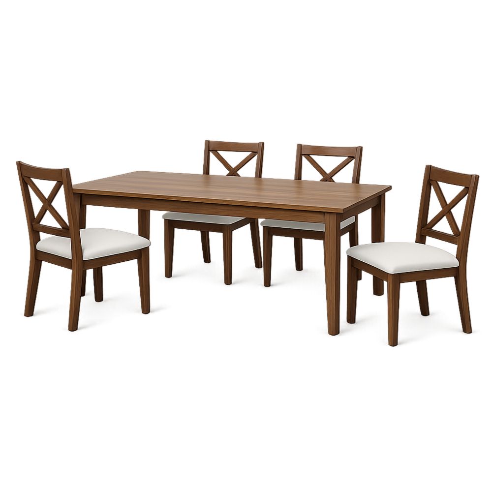 Wood Dining Table Set with Four Chairs 120x75x74 cm