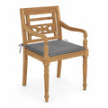 Chaise en bois de teck avec coussin en polyester gris
