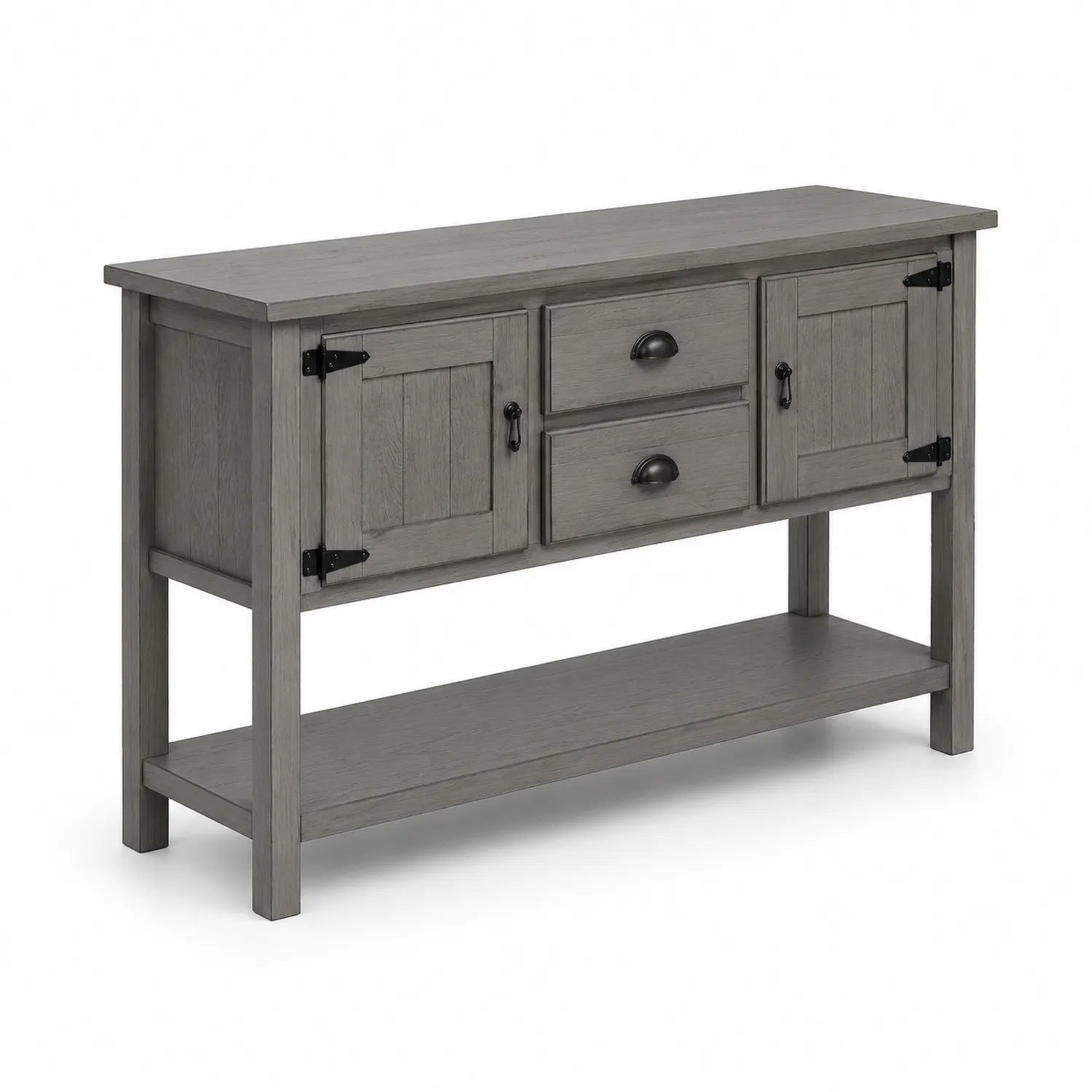 Console en bois de pin gris avec rangement 120x40x80 cm