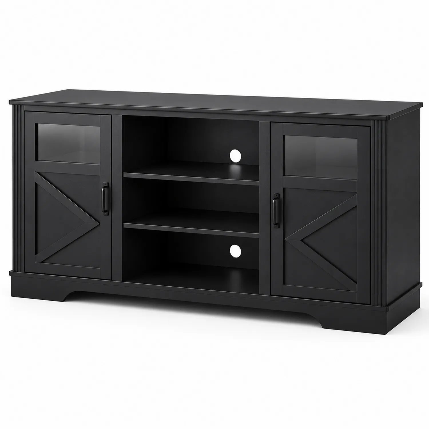 Meuble TV en bois noir avec verre trempé
