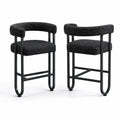 Tabourets de bar en métal noir avec tissu polyester (lot de 2)