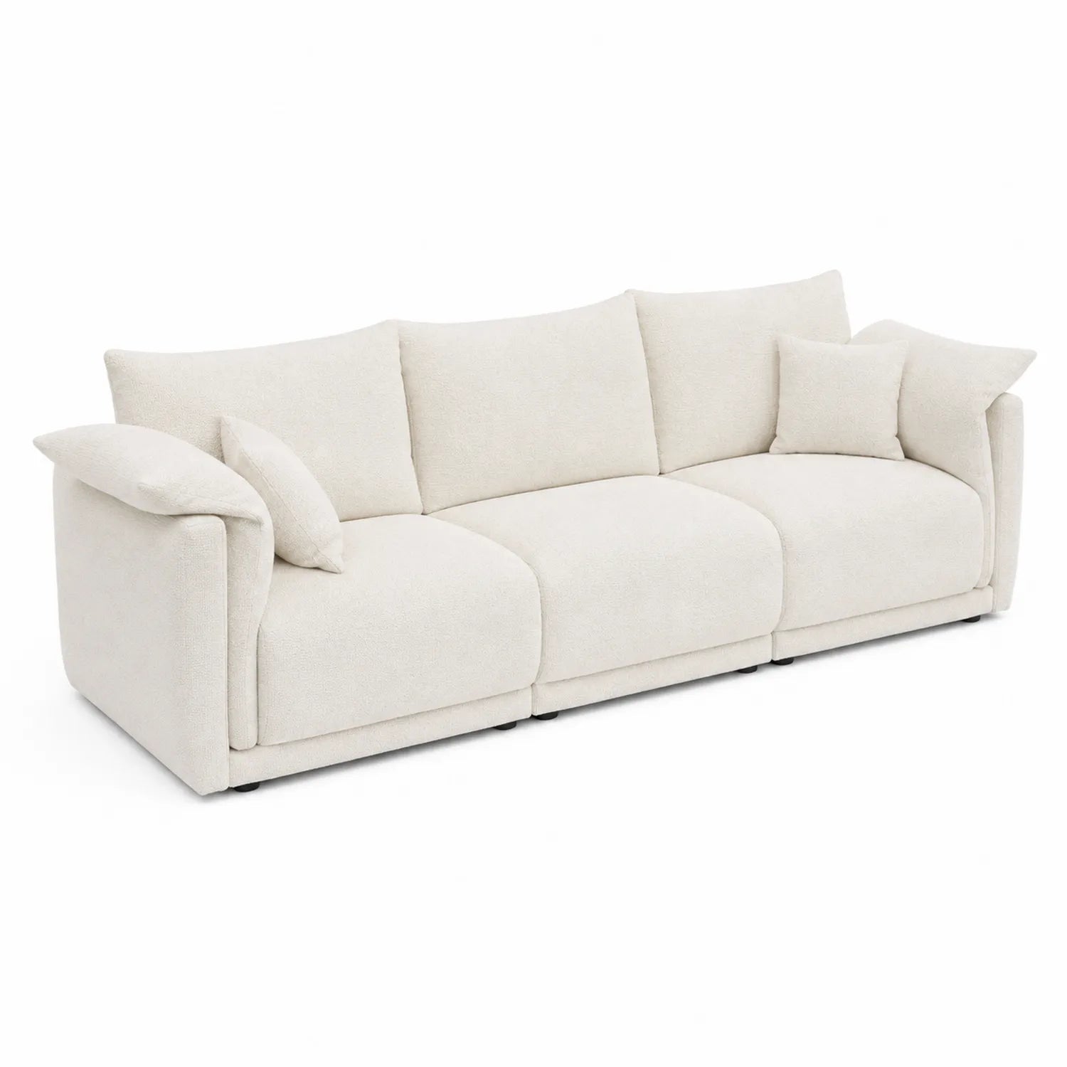 Canapé 3 Places en Tissu Bouclé Beige