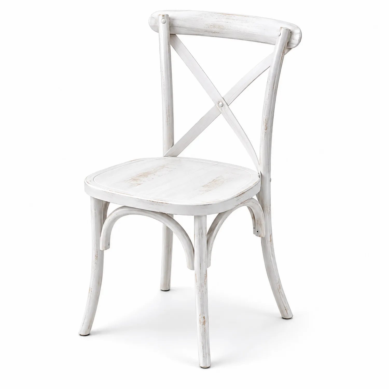 Chaise en bois avec dossier croisé en chêne Blanc vieilli