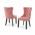 Chaises de salle à manger en velours avec pieds en bois, lot de 2