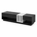 Meuble TV en bois noir et blanc avec rangements en MDF 150x40x45 cm