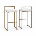 Lot de 2 tabourets de bar en métal avec assise en similicuir Blanc