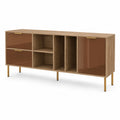 Buffet en bois avec portes en verre marron