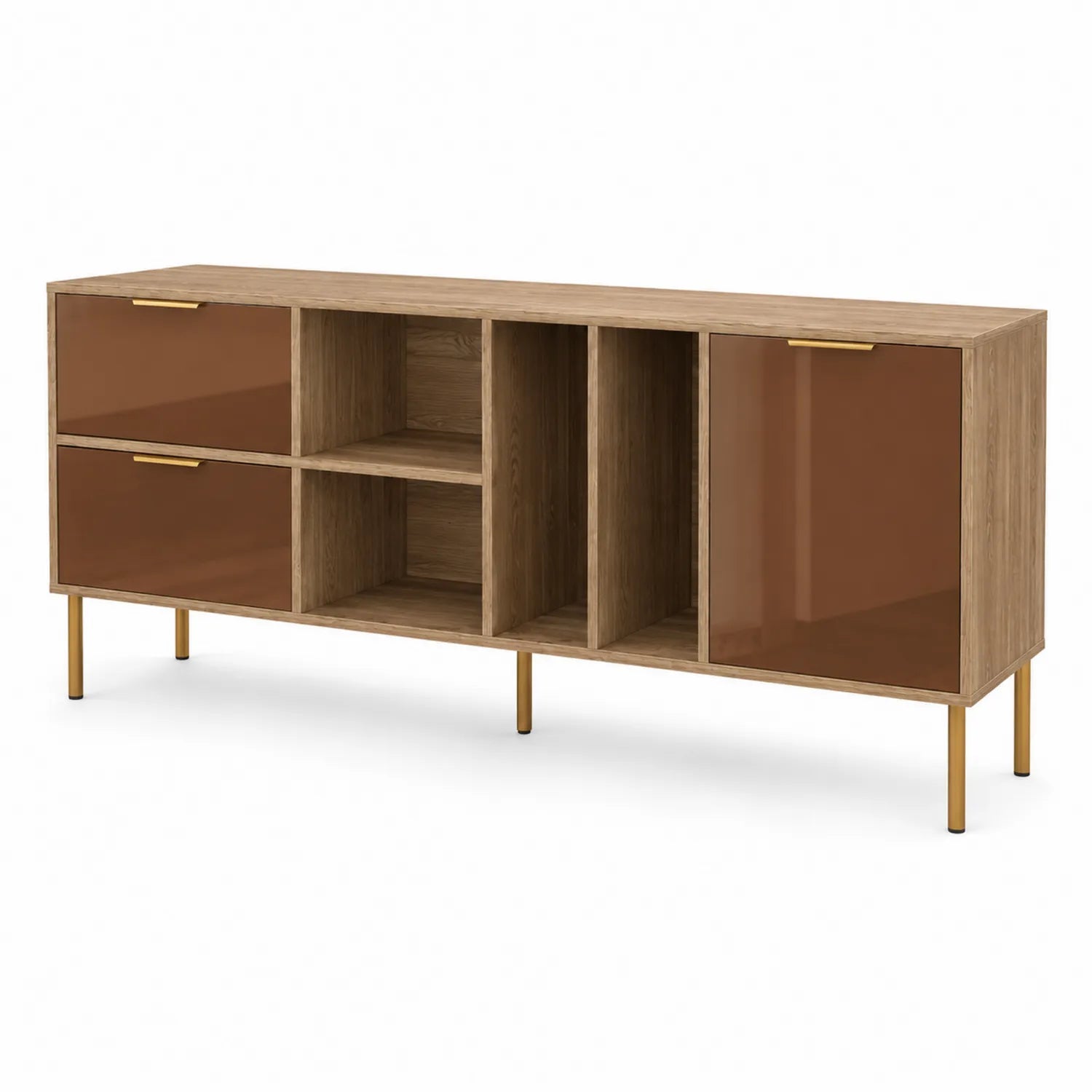 Buffet en bois avec portes en verre marron