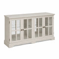Buffet bas en bois avec portes vitrées en verre trempé Blanc