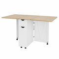 Table pliante en MDF et contreplaqué avec tiroirs et roulettes