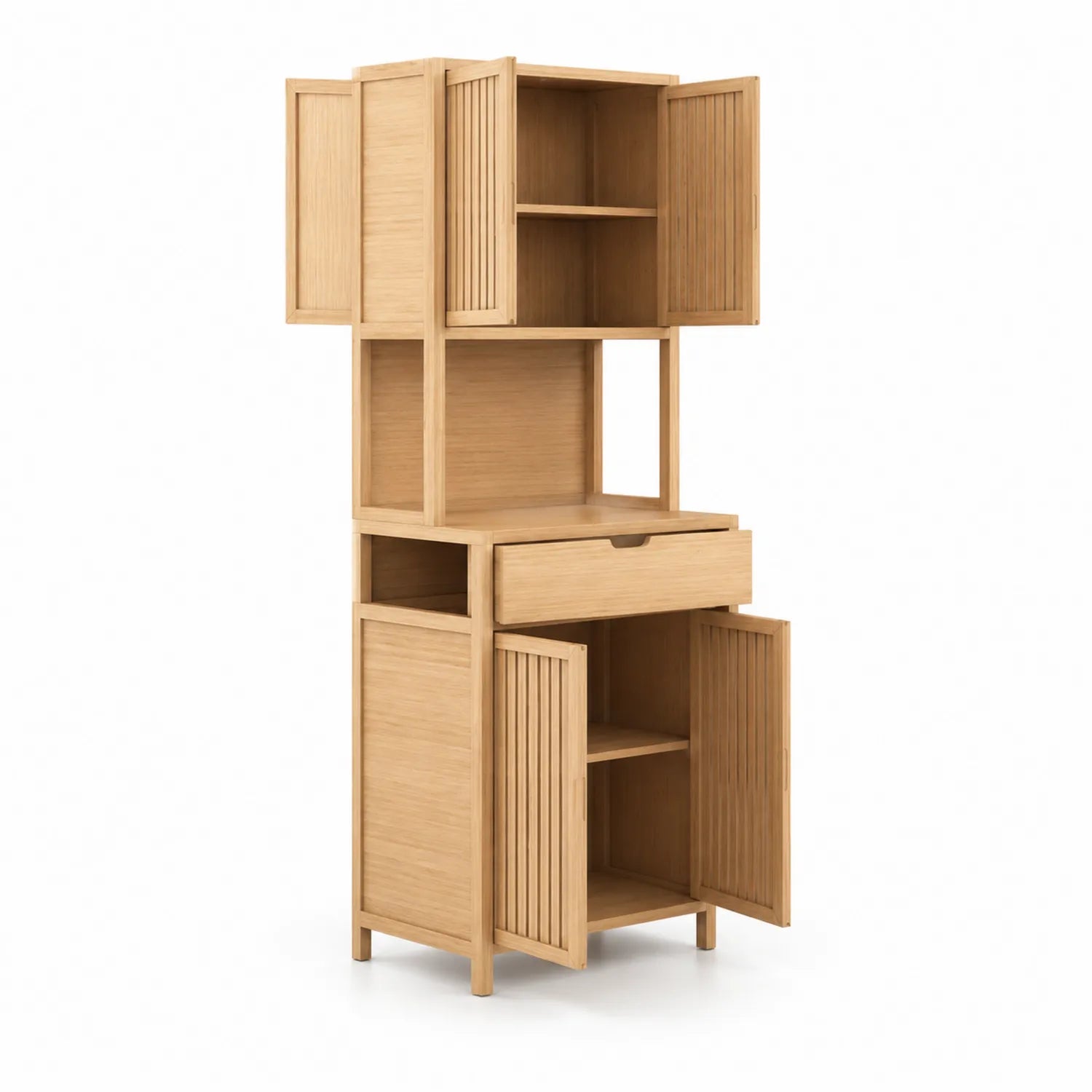 Armoire en bois de chêne avec étagères et tiroir
