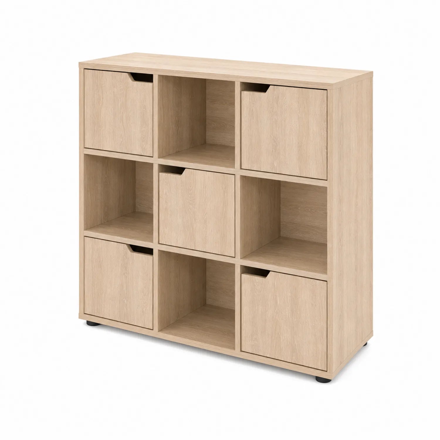 Étagère de rangement 9 cubes en bois chêne clair