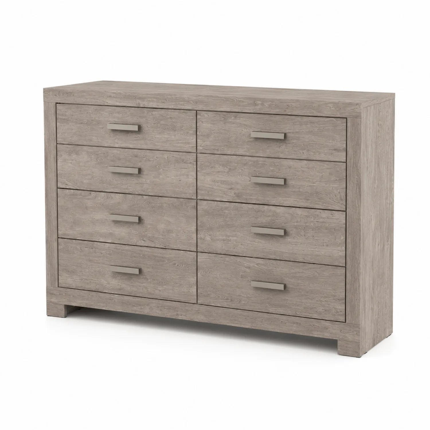 Commode en Bois 8 Tiroirs Chêne Gris