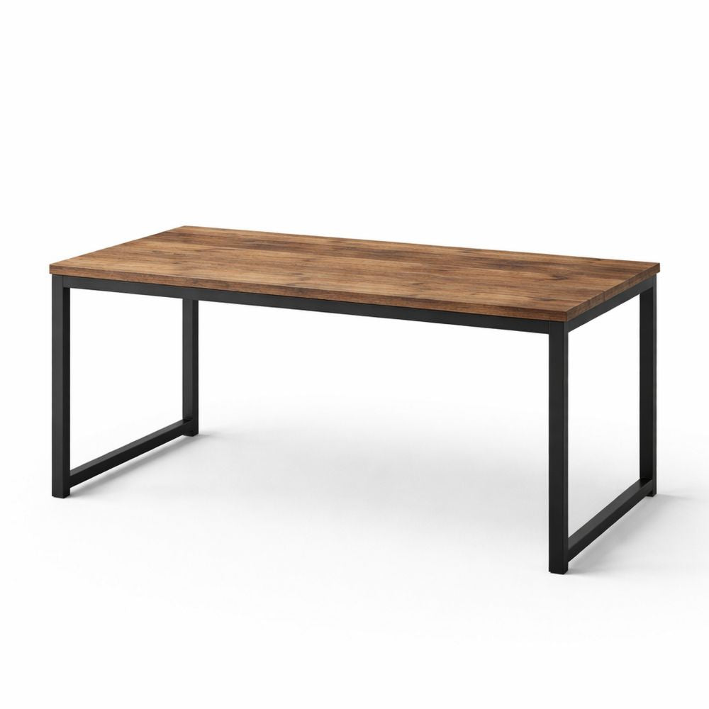 Wood Dining Table with Metal Legs, 160cm, Brown/Black
