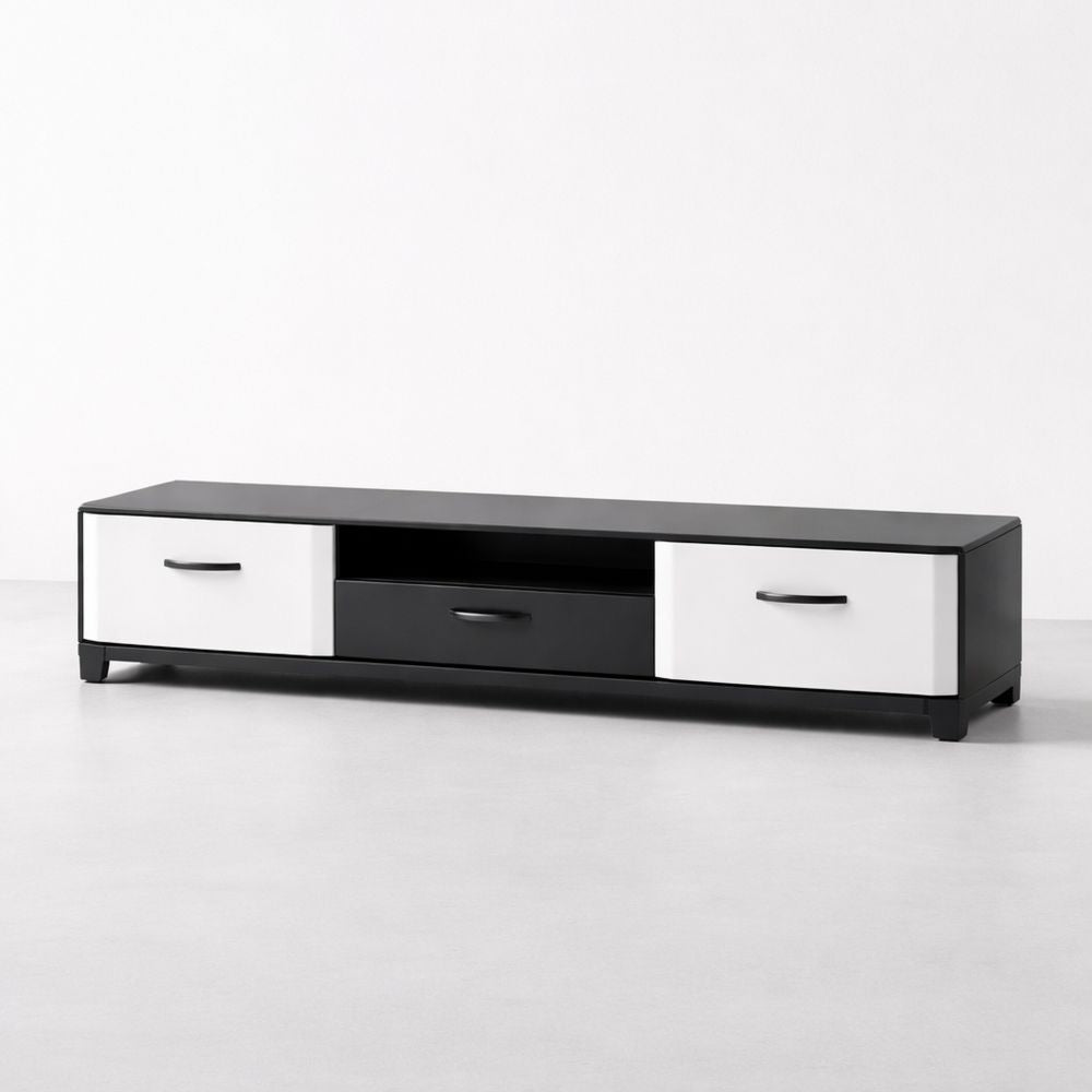 Wood TV Stand with Storage Drawers Black/White 180cm