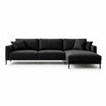 L-Shaped Sectional Sofa Polyester Black 300cm