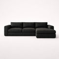 Black Fabric Sectional Sofa with Chaise