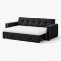 Convertible Sleeper Sofa with Storage Drawers Polyester Black/White 200cm