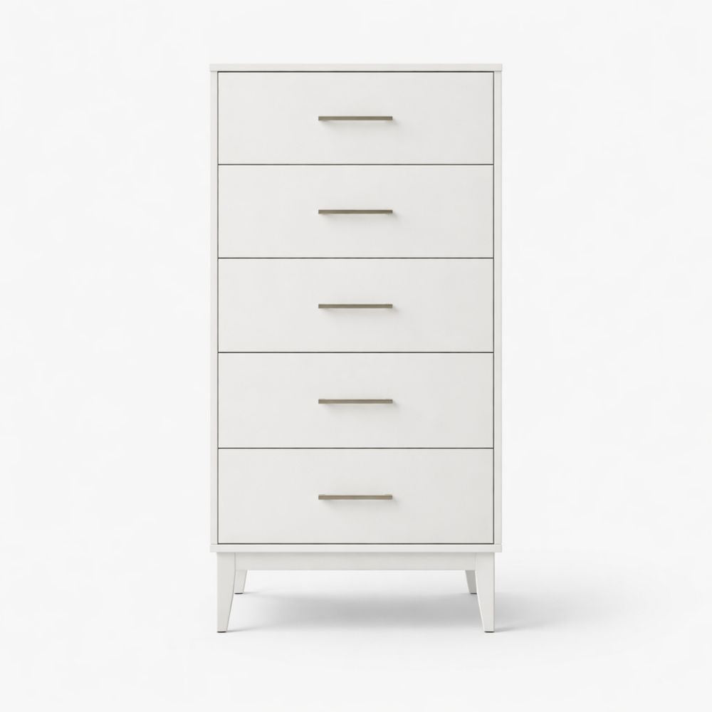 White MDF 5-Drawer Chest 120cm Tall