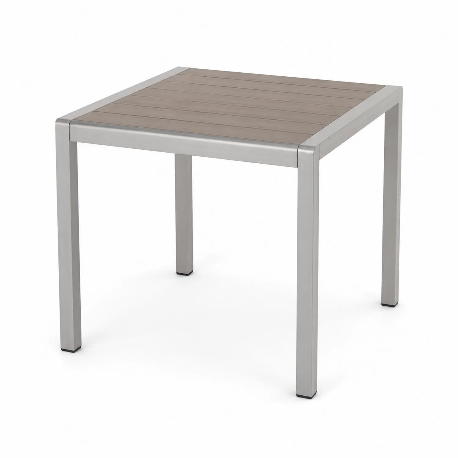 Table d'extérieur en acier inoxydable et bois composite 80x80 cm