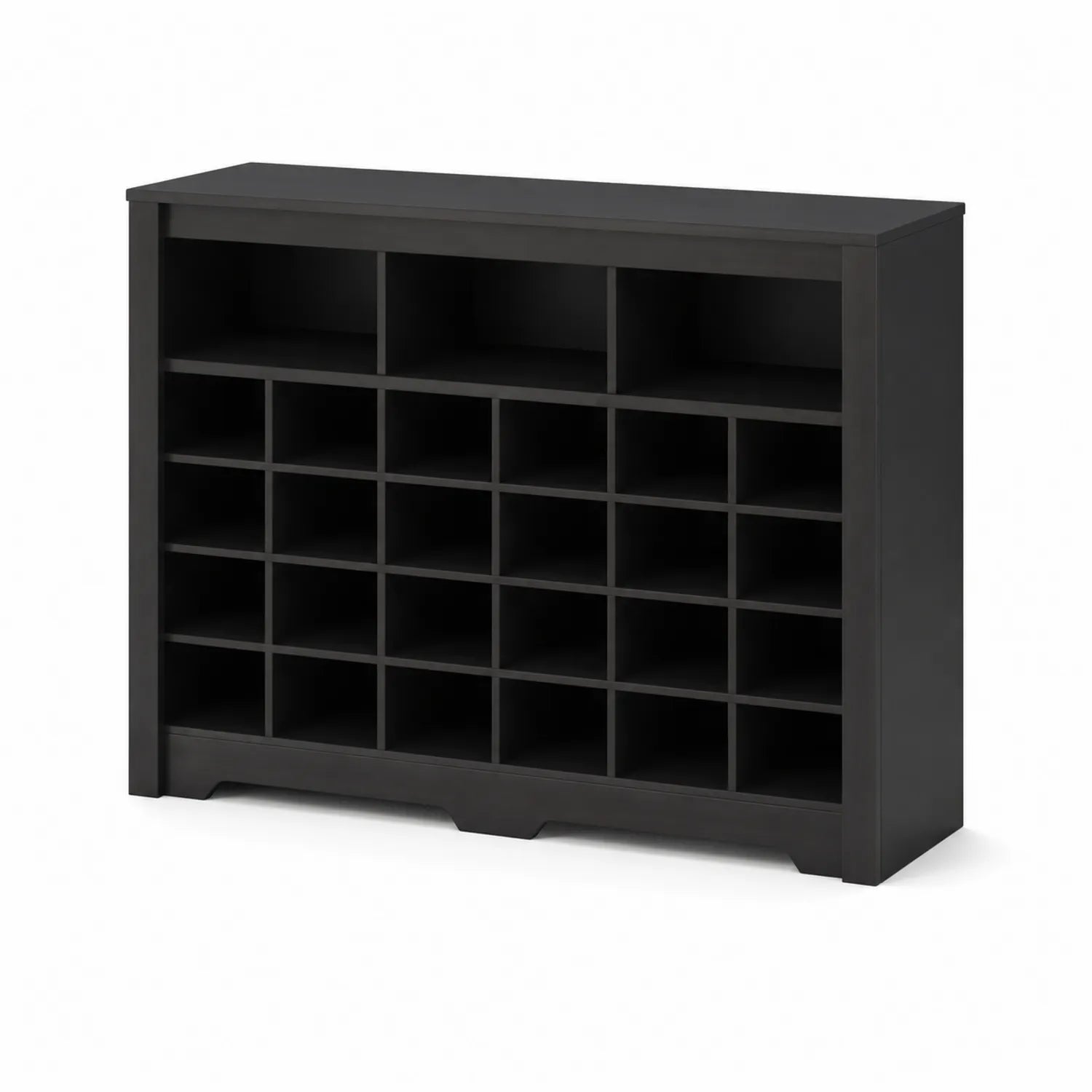 Meuble à chaussures en bois noir avec 30 compartiments