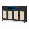 Buffet en bois avec portes en lin noir et beige