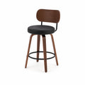 Tabouret de bar pivotant en cuir PU et bois avec structure en métal