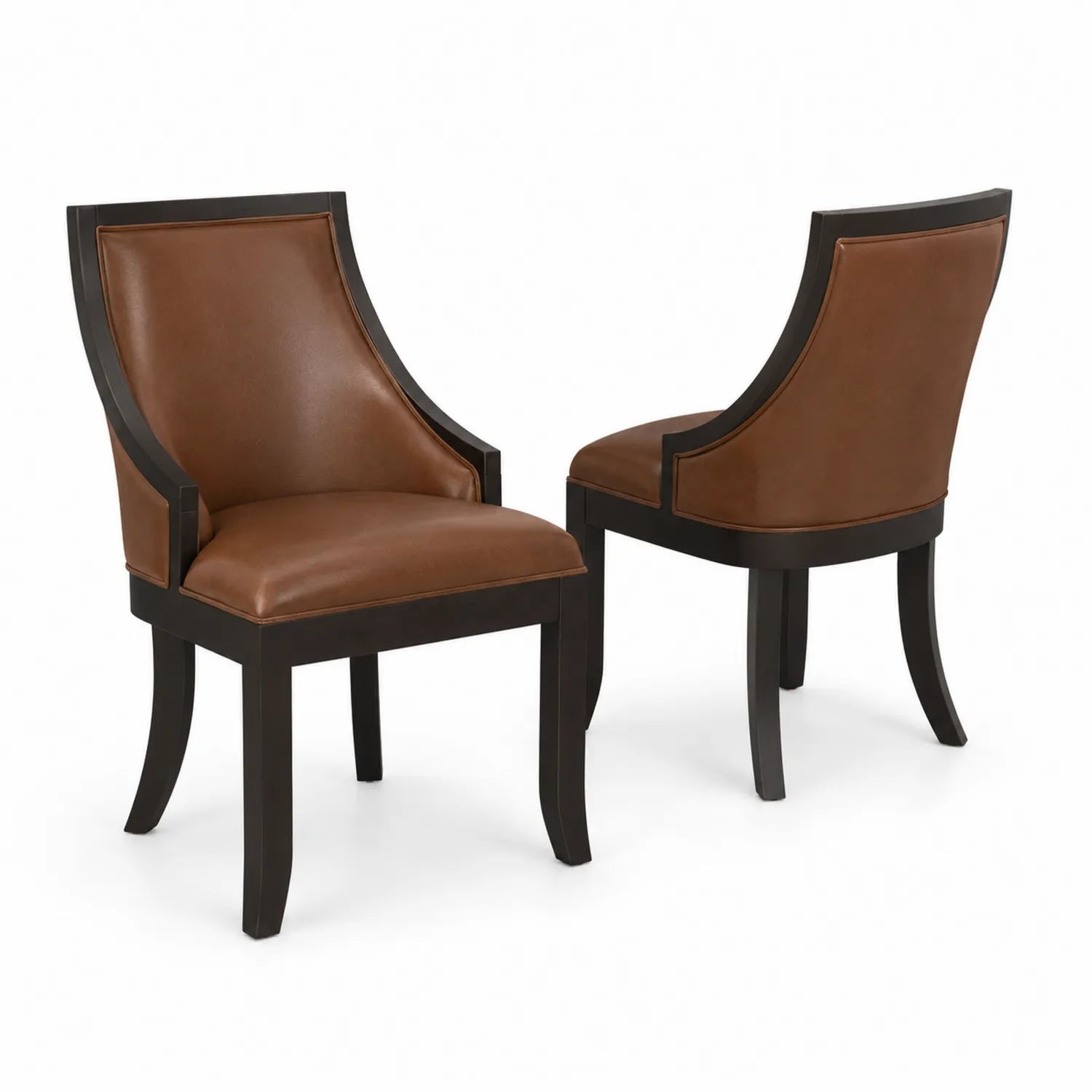 Ensemble de 2 chaises en bois et similicuir brun