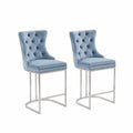 Paire de tabourets de bar en velours avec structure en métal, 110 cm
