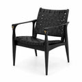 Chaise en bois avec sangles en cuir synthétique noir