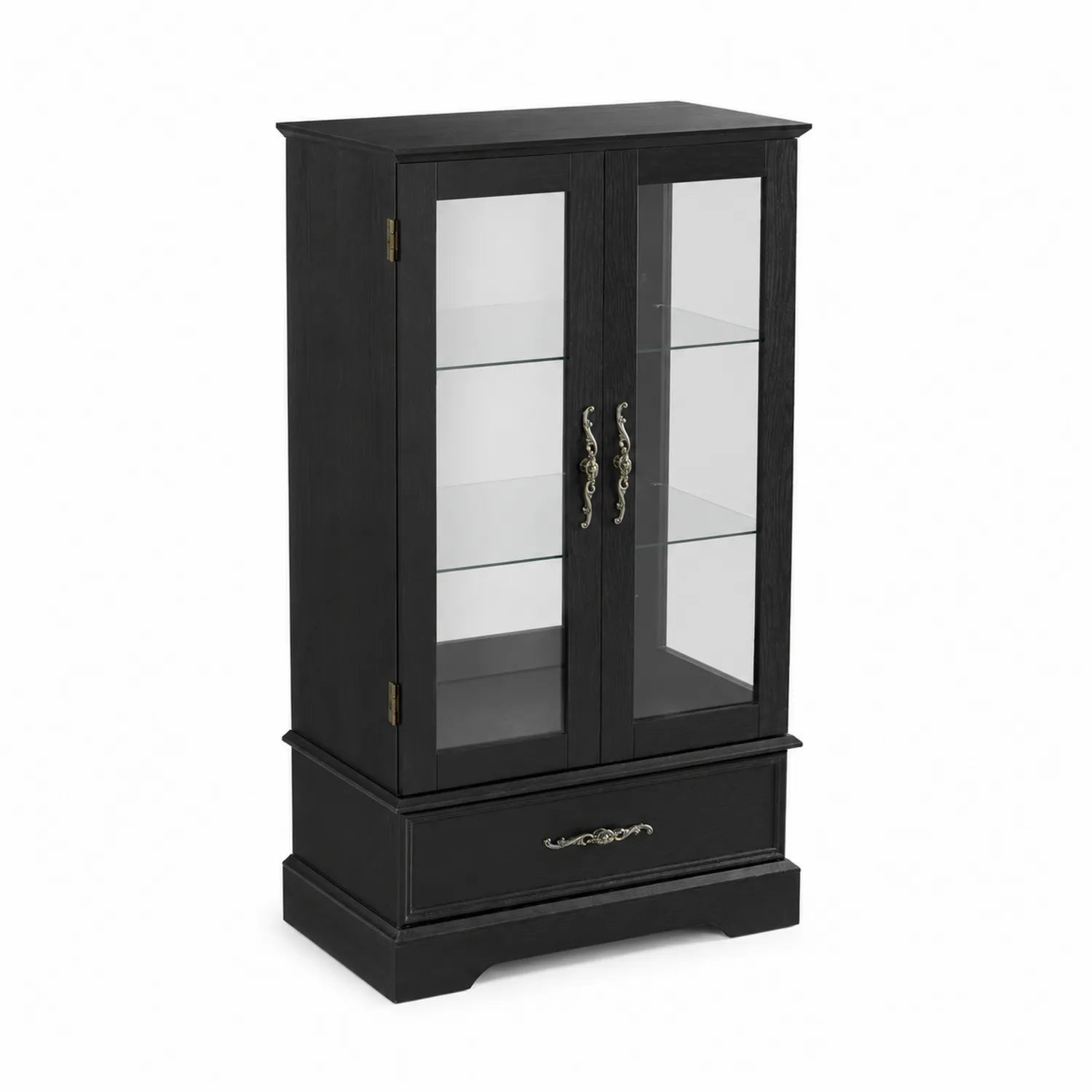 Vitrine en Bois Noir avec Verre Trempé 120cm