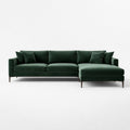 Dark Green Velvet Sectional Sofa with L Shaped Design