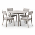 Round Wooden Dining Table and Chair Set with Upholstered Seats