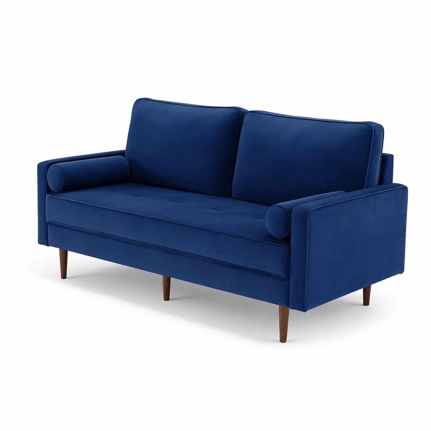 Canapé 3 places en velours Bleu avec pieds en bois