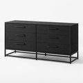 Black wooden and metal six-drawer cabinet