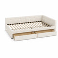 Lit gigogne avec tiroirs en cuir synthétique Beige 200x90 cm