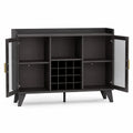 Buffet en bois MDF noir avec portes en verre trempé et rangements