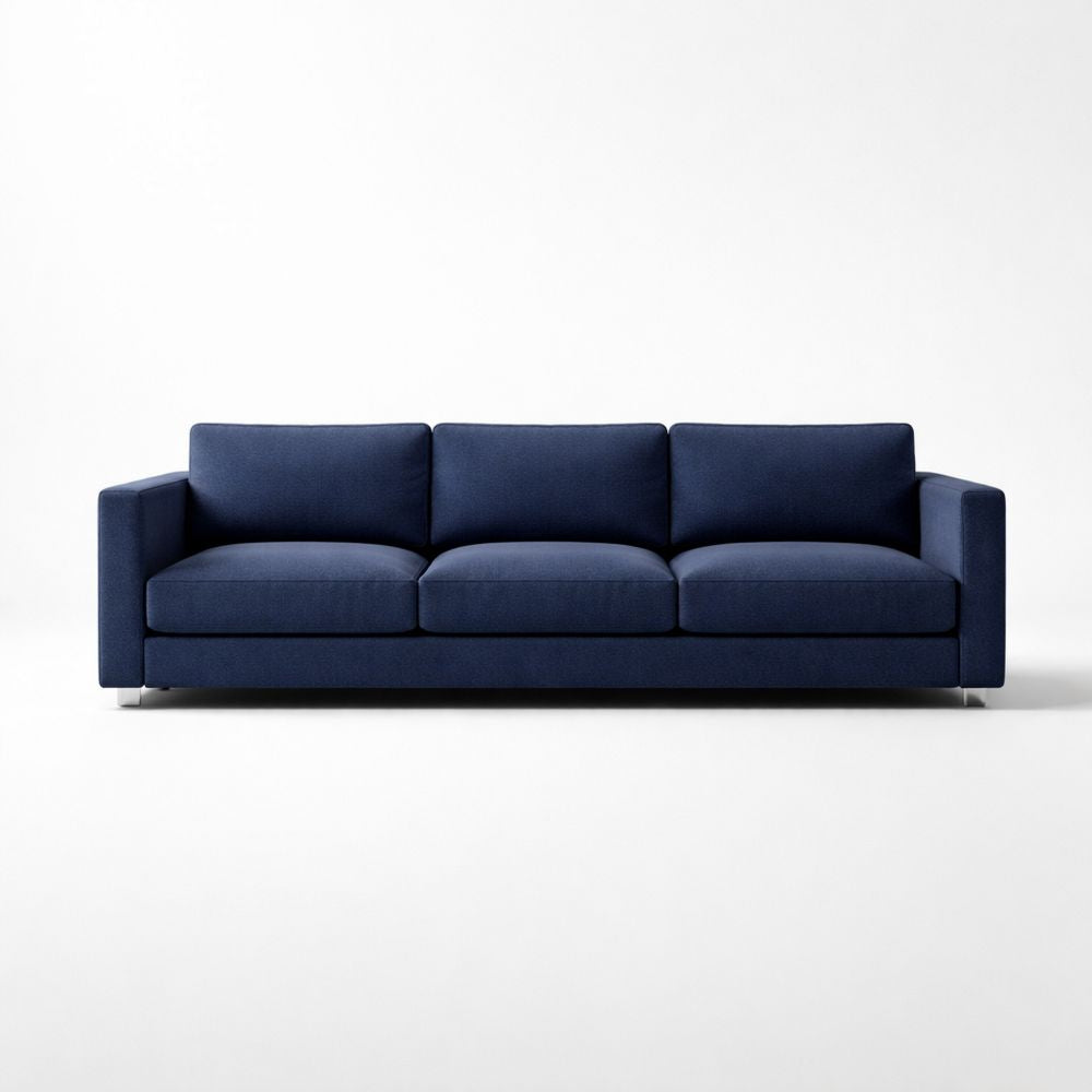 Three-Seater Fabric Sofa Navy Blue 220cm