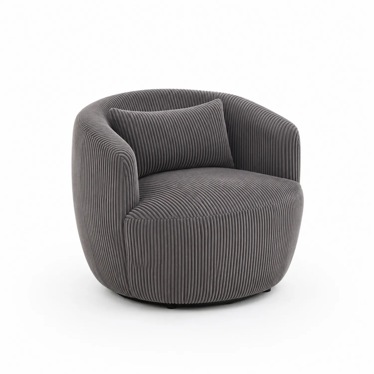 Fauteuil rond en velours côtelé gris