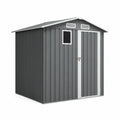 Abri de Jardin en Métal Gris avec Fenêtre 213x130x185 cm
