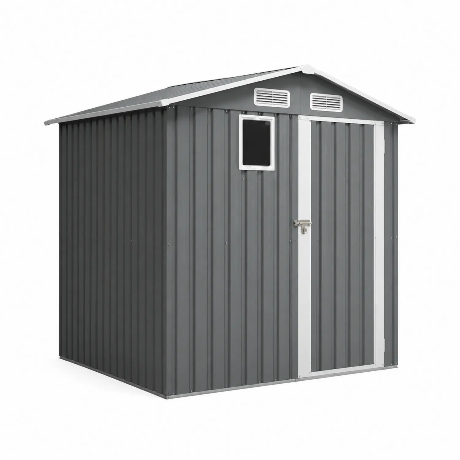Abri de Jardin en Métal Gris avec Fenêtre 213x130x185 cm