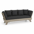 Canapé d'extérieur en bois avec coussins en polyester noir
